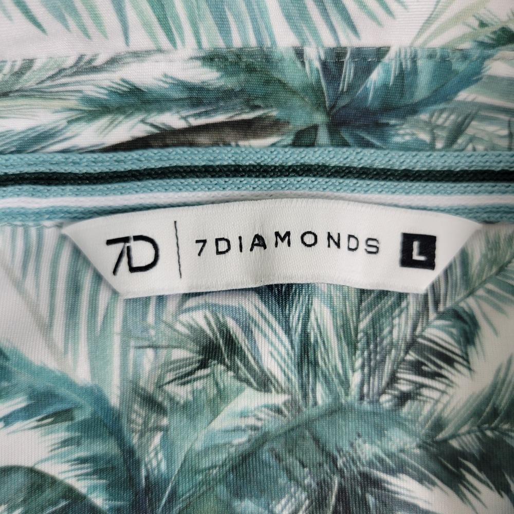 7 Diamonds Mens Large White AOP Floral Palm Tree Performance Stretch Polo SS - Picture 4 of 6